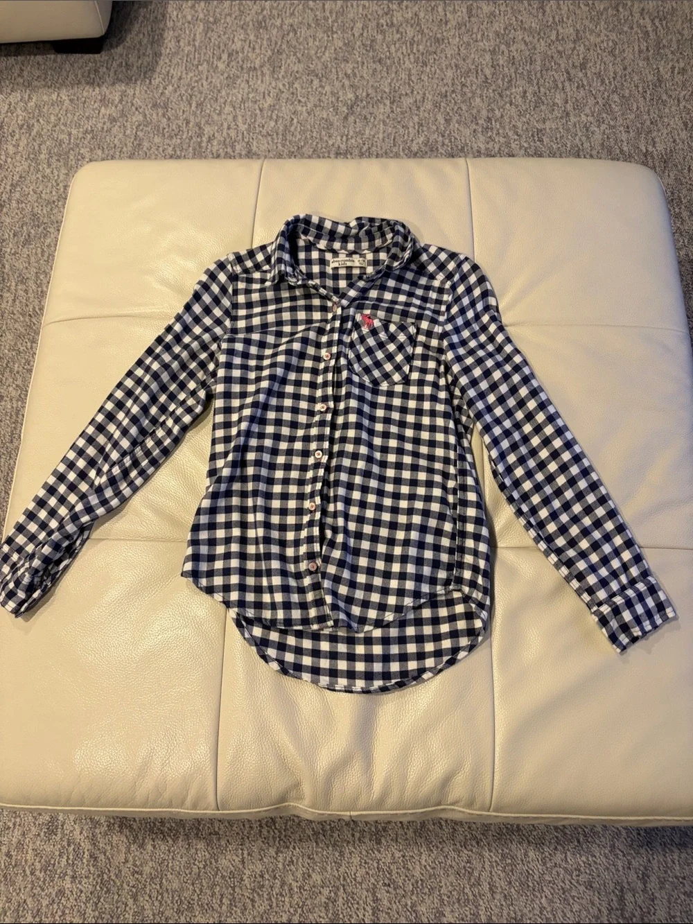 abercrombie kids Navy & White Gingham Button-Down Shirt